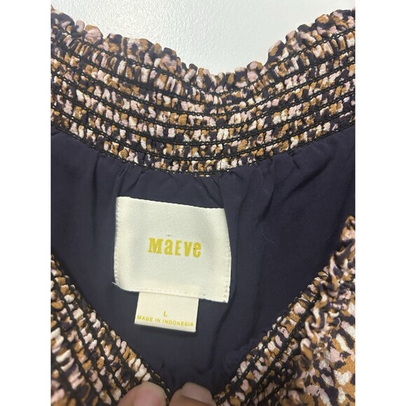 Anthropologie Maeve Smocked  Paisley Peasant Tie Sleeves Midi Dress Size Large - Picture 3 of 7